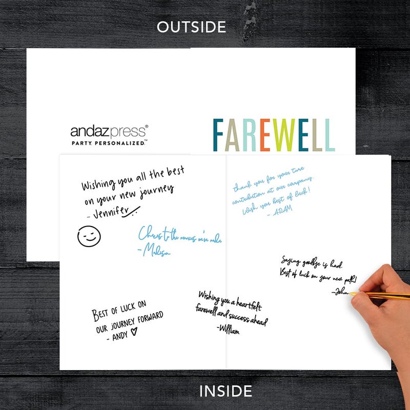 Andaz Press Funny Jumbo Farewell Card With Envelope 8.5 x 11 inch, Big Office Card, Colorful Farewell Good Luck! 1-Pack, Includes Envelope - Image 3